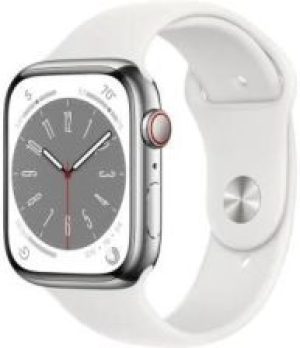 Apple Watch Series 8 45 Srebrny Pasek Sport Biały