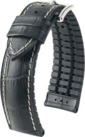 Czarny pasek sk&oacute;rzany 24 mm HIRSCH George 0925128050-2-24 (L)