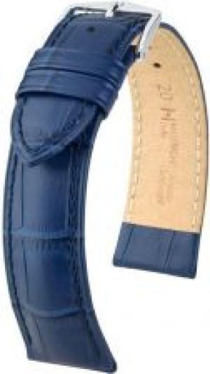 Hirsch Pasek Sk&oacute;rzany do Zegarka niebieski &bdquo;Aligator z Luisiany&rdquo; Duke 22m 01028080-2-22 L (01028080222L)