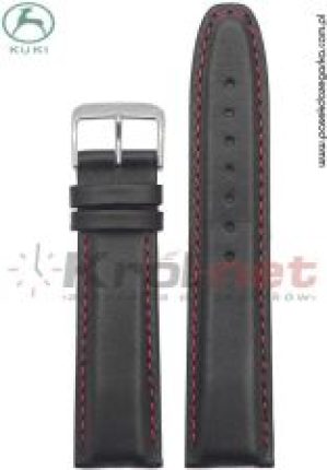 Kuki Pasek Do Zegarka 0308B/22 Czarny Gładki Czerw