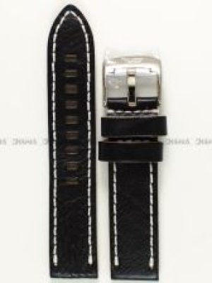 Pasek sk&oacute;rzany czarno-biały do zegarka Vostok Almaz22 mm