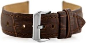 Pasek sk&oacute;rzany do zegarka W06 &ndash; ciemny brąz &ndash; 24mm