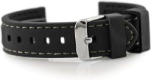 Tayma Pasek gumowy do zegarka 903B – przeszywany – 18mm – Czarny (Czarny)