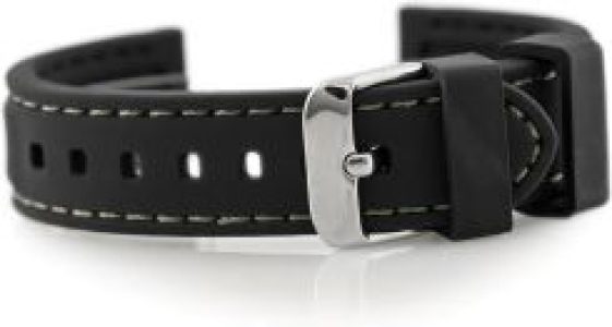 Tayma Pasek gumowy do zegarka 903B – przeszywany – 18mm – Czarny (Czarny)